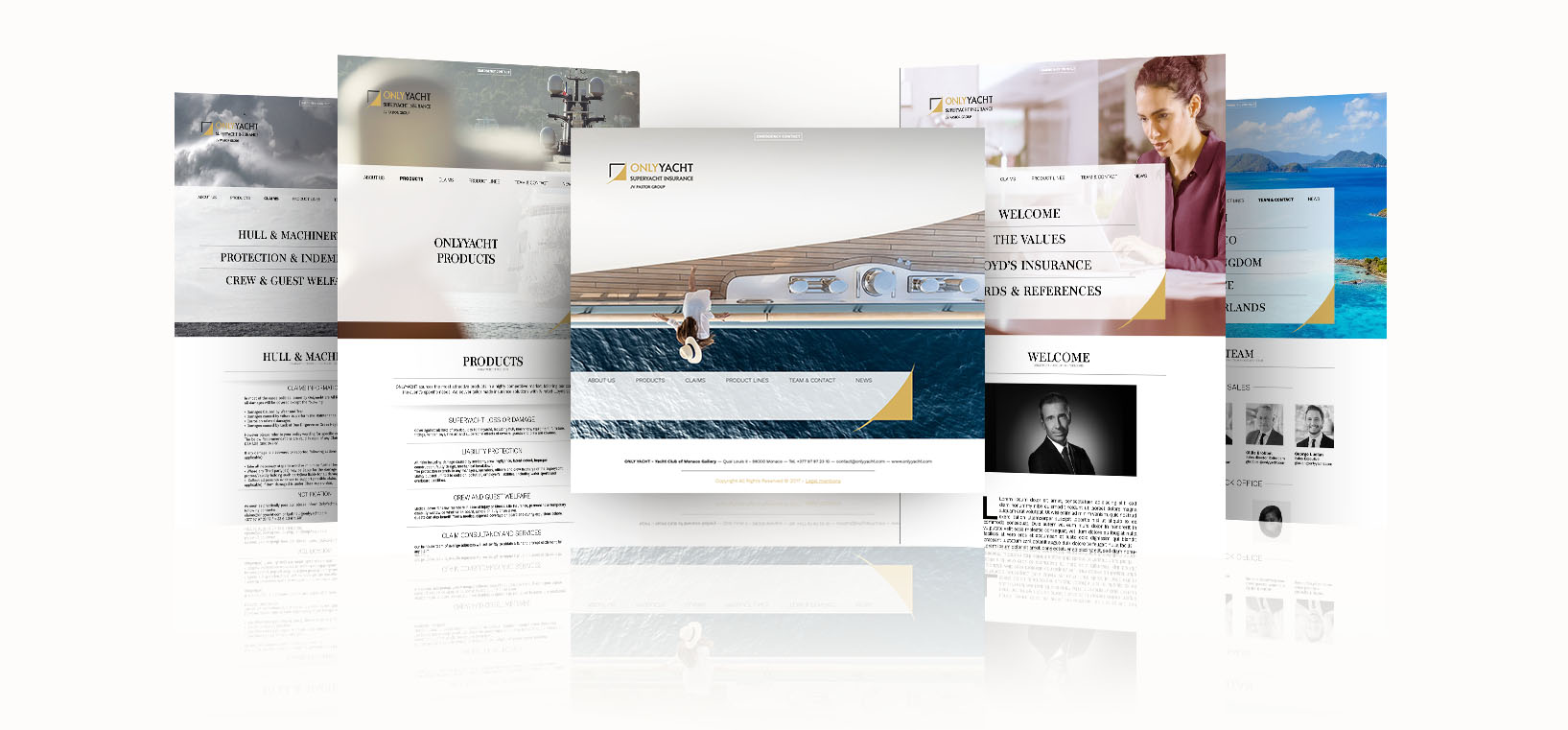 mock up pages accordeon site onlyyacht