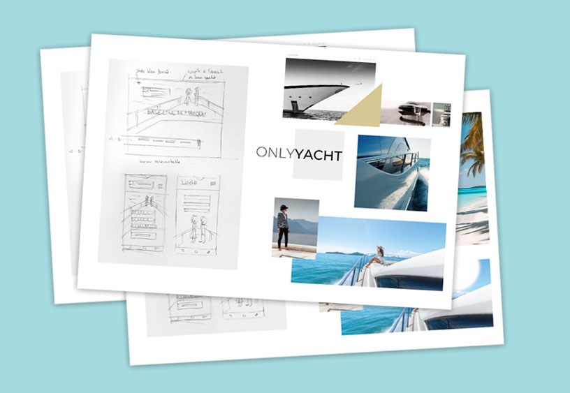 3 planches papier superposées de concept design