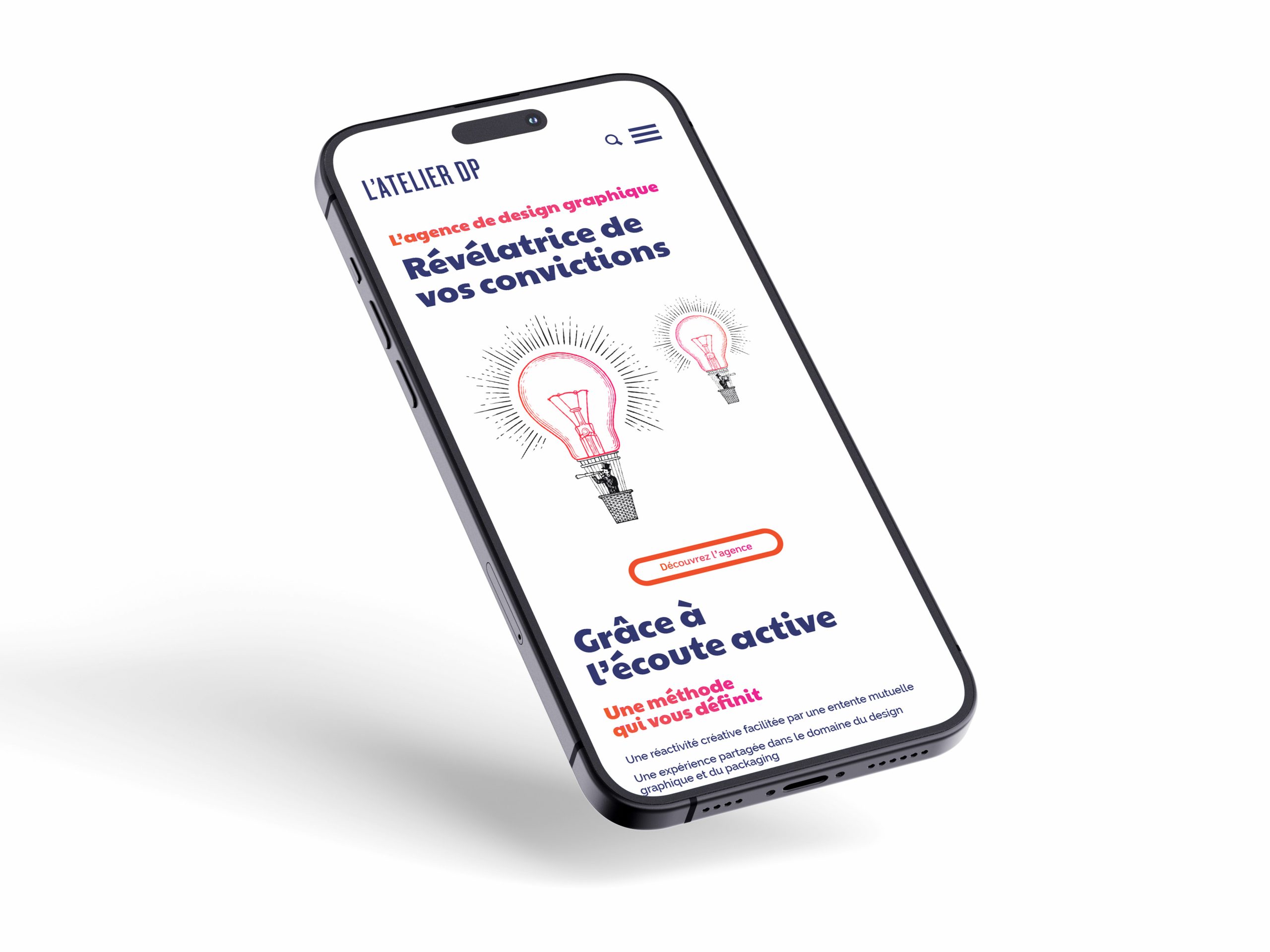 Mock up du site L'Atelier DP sur mobile